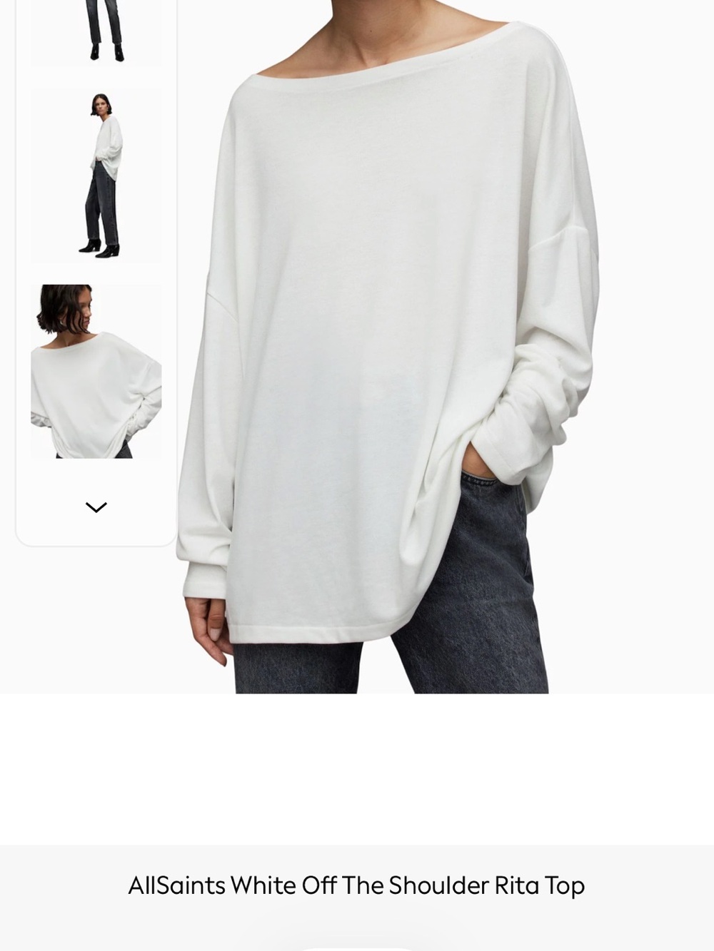 All Saints Rita Off the Shoulder Top White size small